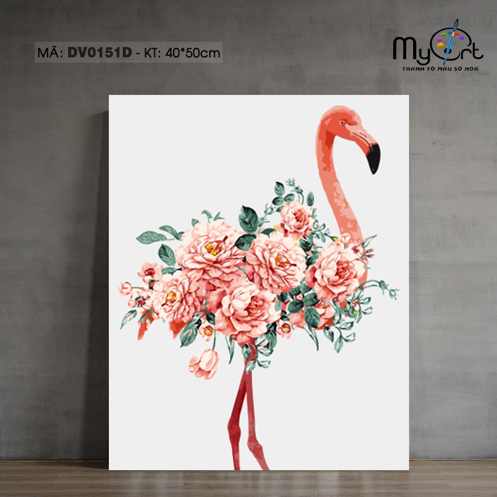 Giảm ₫22,000] Tranh Sơn Dầu Số Hoá Tự Tô Hồng Hạc Lưng Hoa Flamingo Dv0151D  - Tháng 5/2023 - Beecost