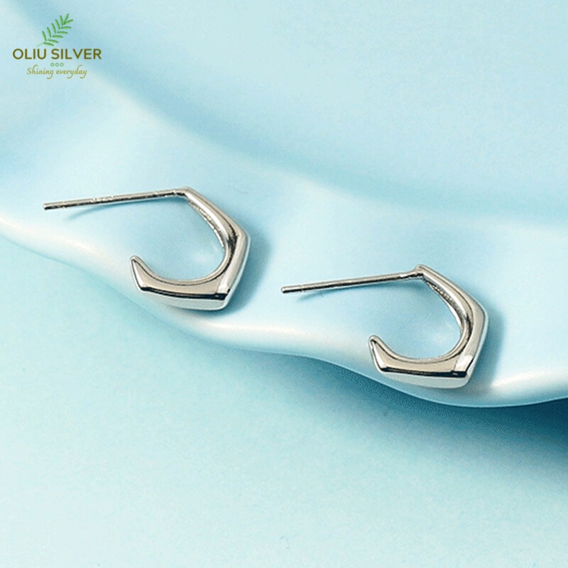 Bông Tai Bạc S925 Chữ C Đơn Giản Thanh Lịch | Khuyên Tai Nữ Trang Sức Bạc 925