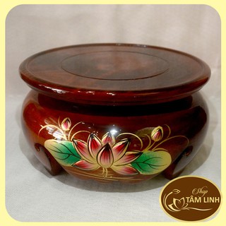 Đôn Gỗ Tròn Hoa Sen Nổi (đặt bàn thờ,kê tượng,bình hoa...) Nhiều Cỡ