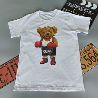 Áo thun in hình gấu REAL BOXING
