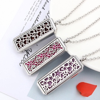 Vuông Thép Không Gỉ Từ Tính Hương Liệu Khuếch Tán Vòng Cổ Trang Sức Nước Hoa Mề Mặt Dây Chuyền Tinh Dầu Mề Vòng Cổ