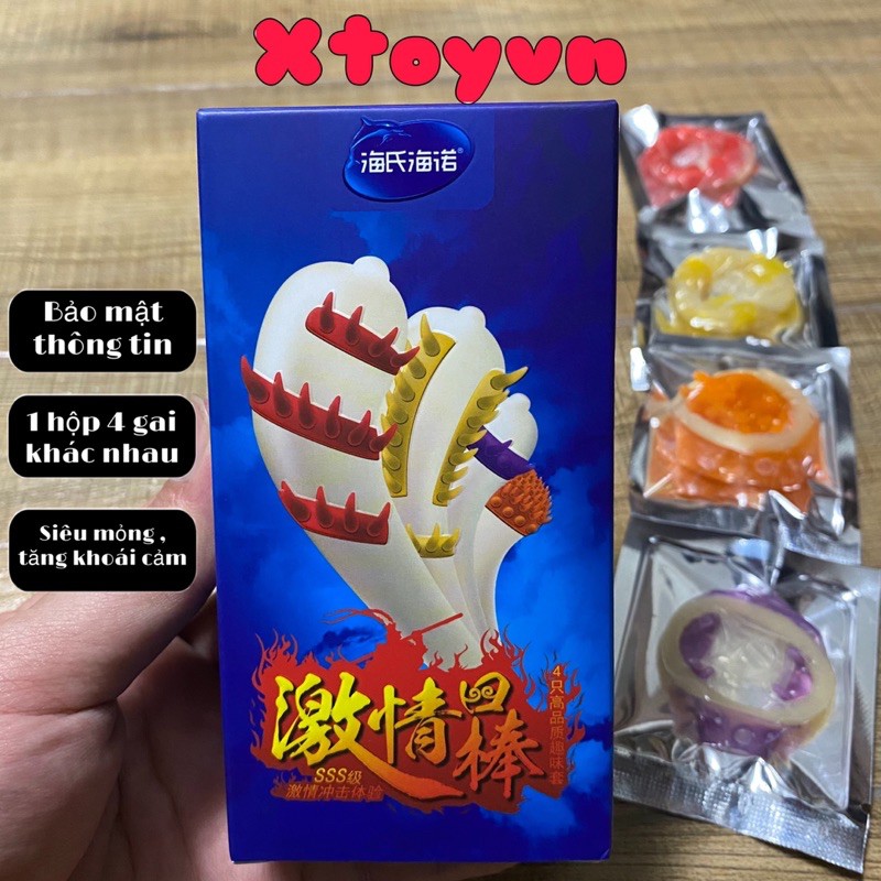 Bao Cao Su Gai SSS Hộp 4 Cái Khác Nhau - Kéo Dài Thời Gian - Siêu Gai Bi