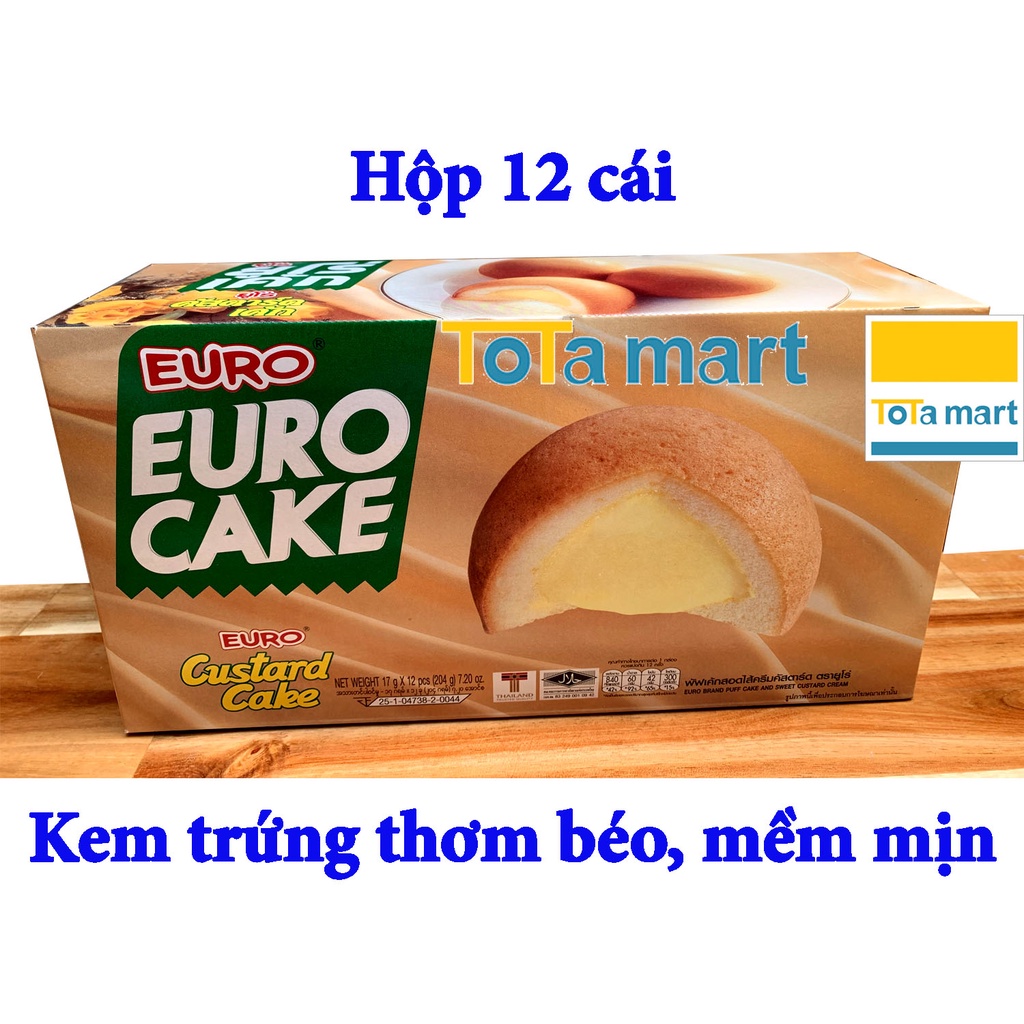 hsd 11 2023 Bánh EURO CAKE Thái Lan nhân kem trứng hộp 12 cái.