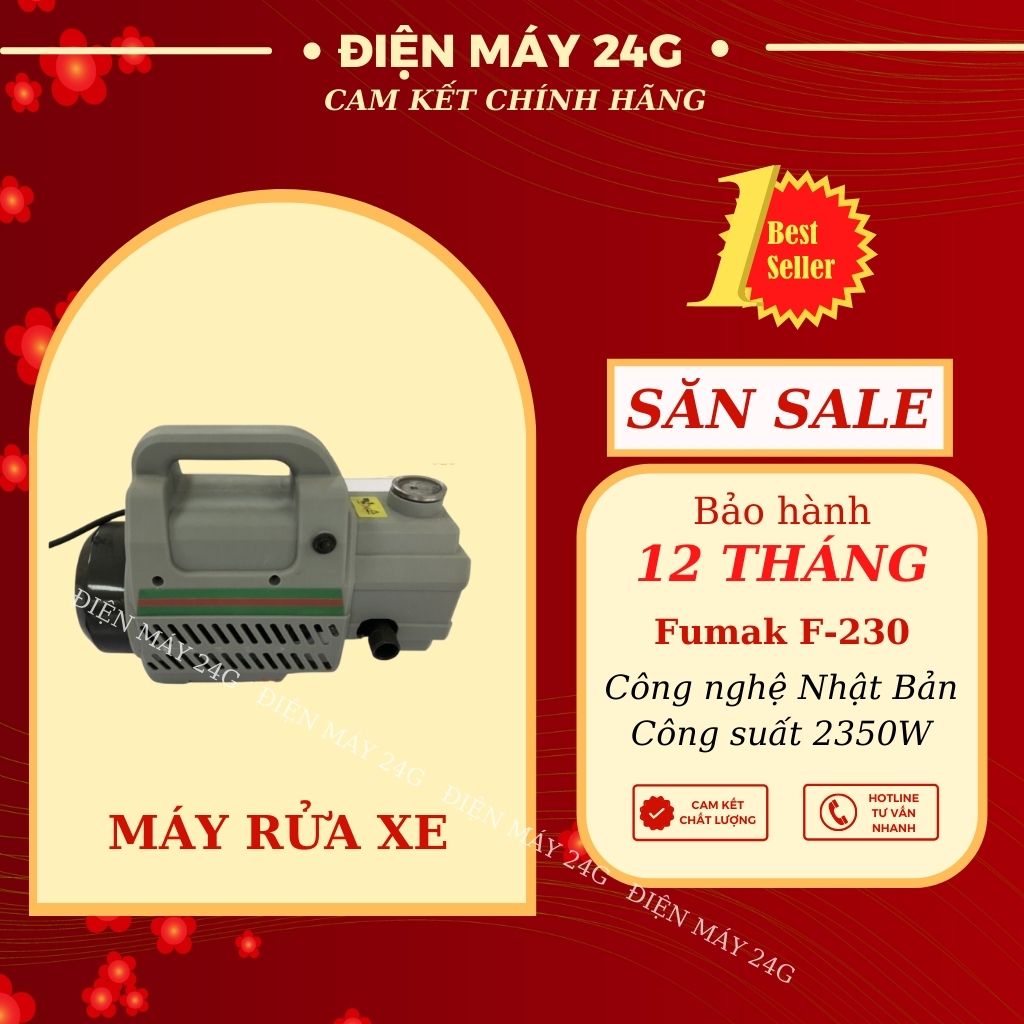 Máy rửa xe Fumak F-230 công suất 2350W máy xịt rửa xe honda mini tạo áp lực nước mạnh an toàn khi sử dụng