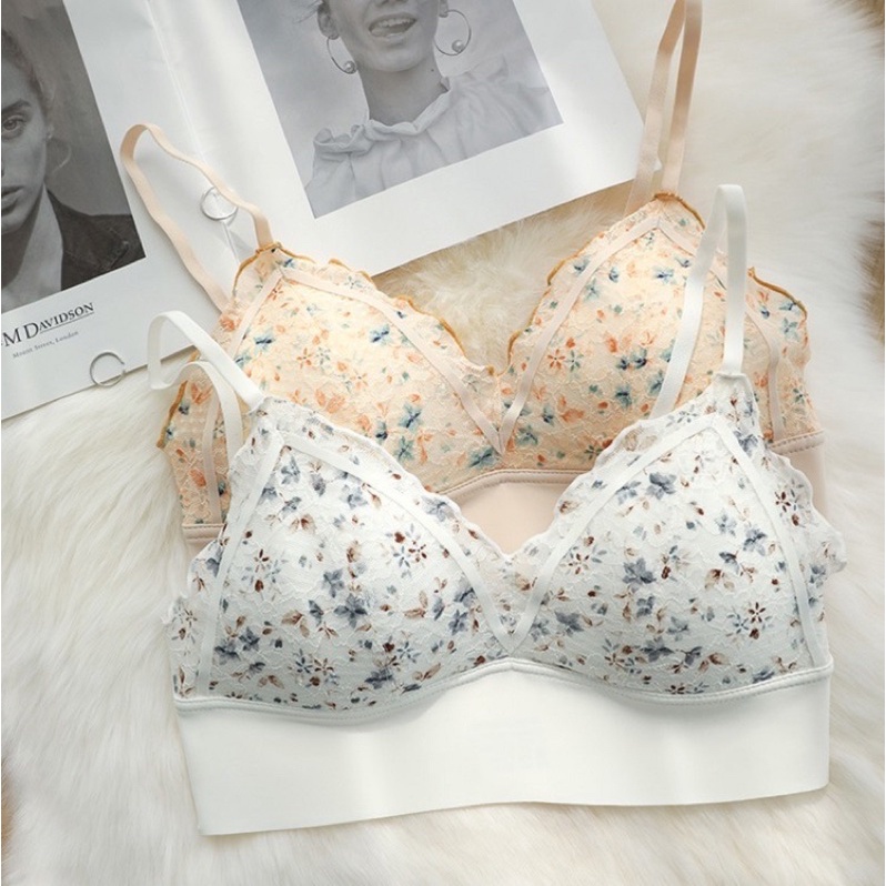 Áo lót nữ ren không gọng.Áo bra coset Su hoa nhí bra lưng siêu êm