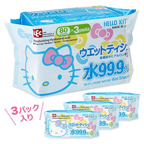 [Mã FMCGMALL -8% đơn 250K] Combo 3 gói Giấy ướt LEC Hello Kitty SS232