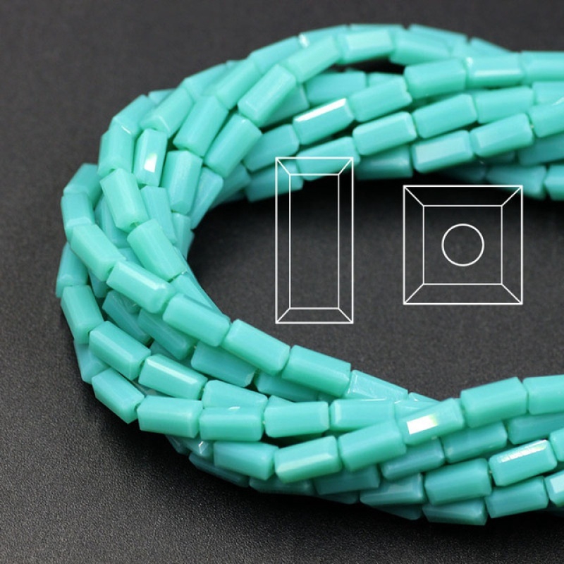 Set 80 hạt pha lê màu trơn kiểu vuông sử dụng làm đồ trang sức thủ công tiện lợi 3x6mm