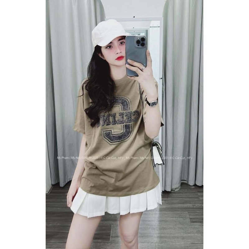 BÁN SỈ ÁO PULL CHỮ CELIN MÀU TRẮNG XANH CHO NỮ