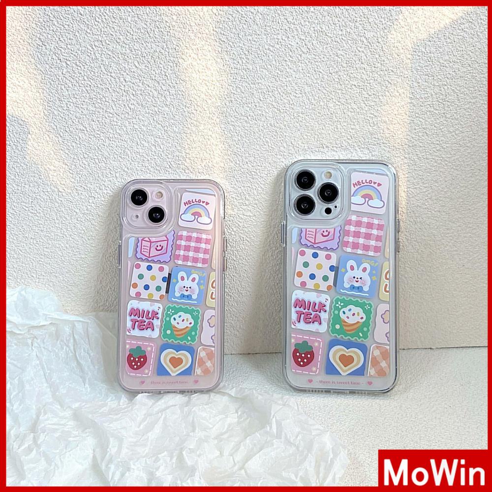 Ốp điện thoại trong suốt TPU dày mềm chống va đập họa tiết thỏ cầu vồng thích hợp cho điện thoại iPhone