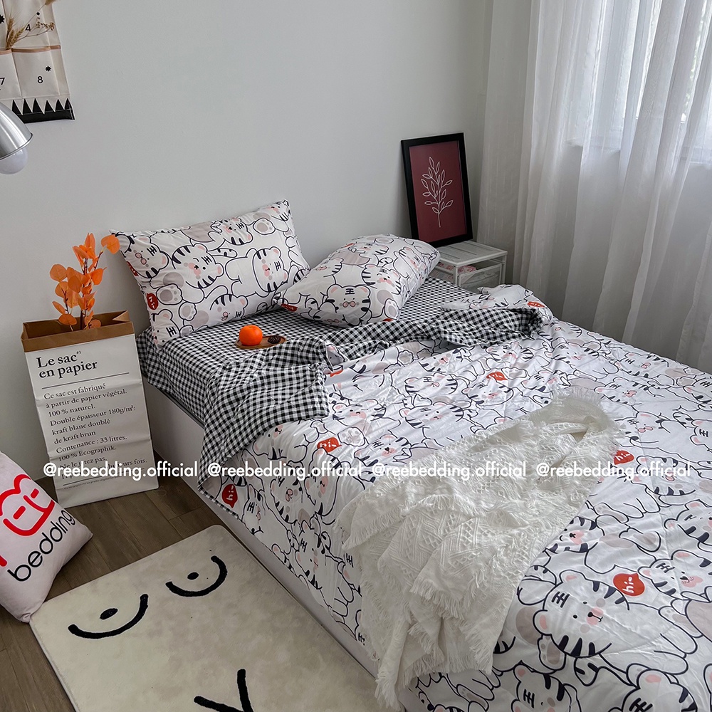 Bộ chăn ga gối chần bông poly cotton REE Bedding đủ size giường nệm PLC171