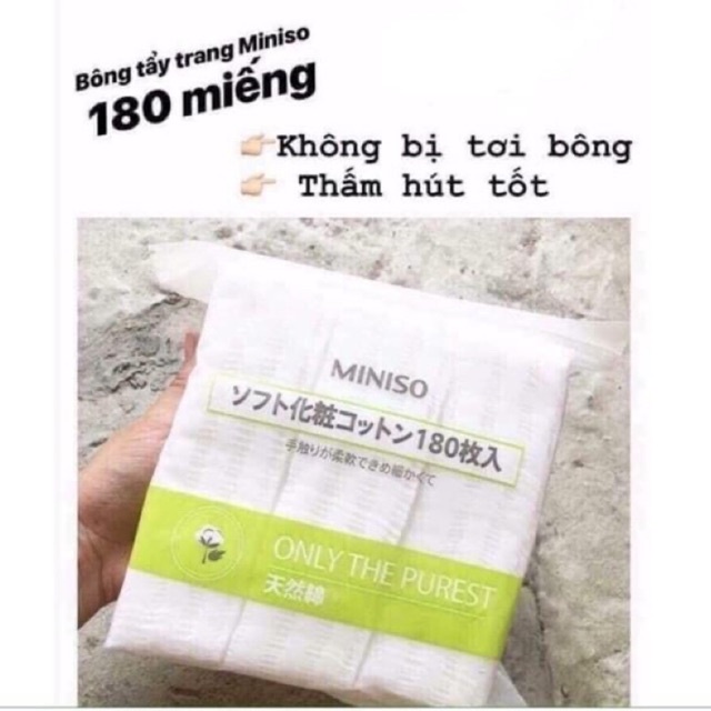 Bông tẩy trang Miniso 180 miếng Nhật Bản