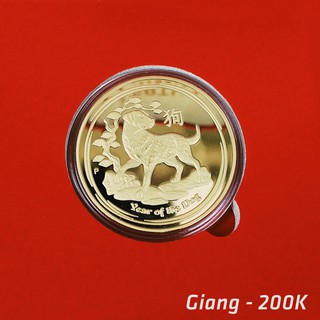 Đồng xu vàng hình chó (kèm hộp nhung sang trọng)