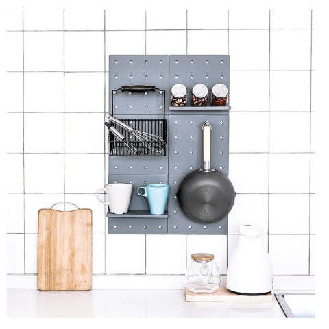 Giá kệ dán tường Pegboard đục lỗ sẵn trang trí phòng nhựa cao cấp, kệ để trang trí Wall Hanger Rack