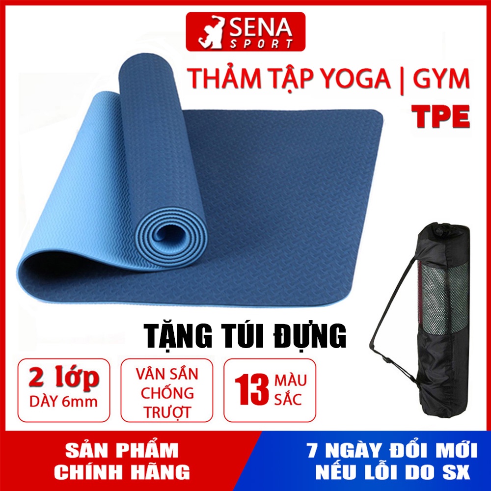 Thảm Tập Yoga ⭐️FREE SHIP⭐️ Thảm tập Gym Chất Liệu TPE 2 Lớp, Bám và Chống Trơn cực tốt