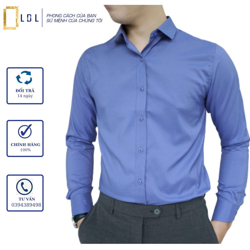Sơ mi nam công sở cao cấp LDL, áo sơ mi dài tay đẹp không túi size 37 38 39 40 41 42 43 | BigBuy360 - bigbuy360.vn