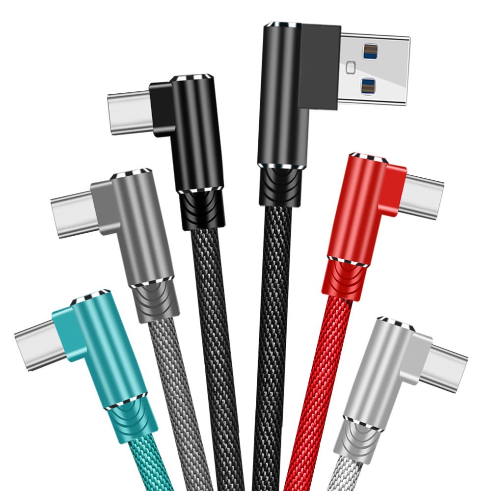 Cáp Sạc Elough 3A 3.0 Lightning Type-C Micro USB 1m / 2m / 3m Phích Cắm 90 Độ