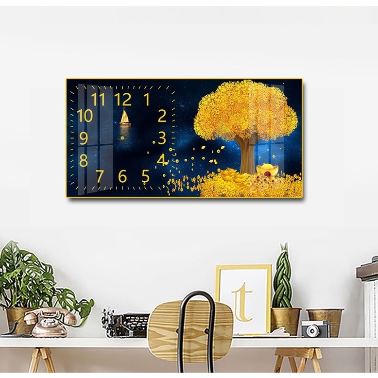(GIÁ XƯỞNG) Tranh đồng hồ tráng gương cao cấp treo tường nhiều mẫu, làm theo kích thước yêu cầu (full phụ kiện)