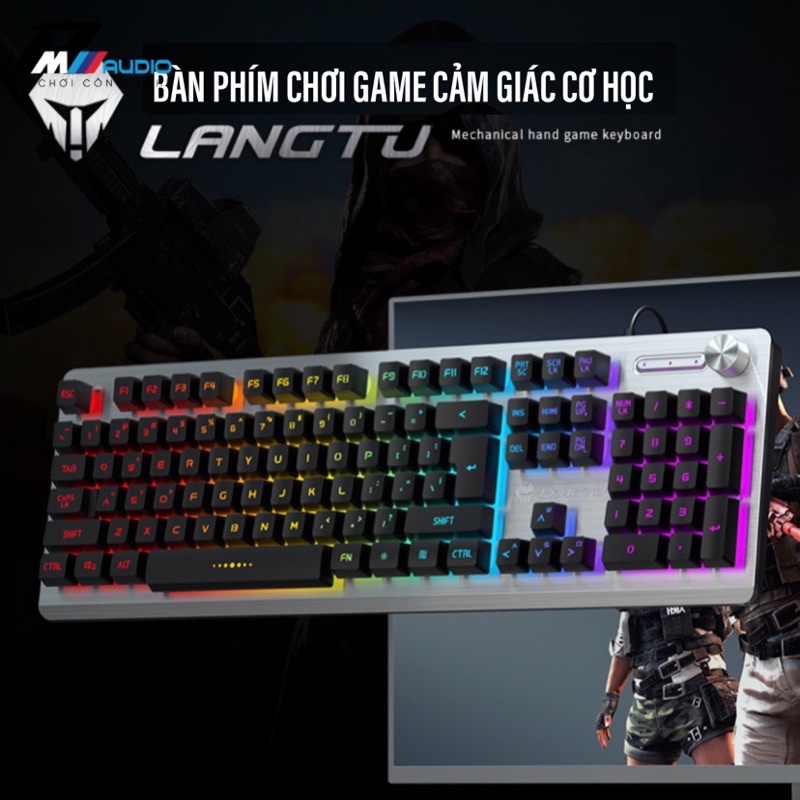 Bàn Phím Giả Cơ Máy Tính  K002 LangTu Có Núm Xoay Đa Năng Và Chuột  Máy Tính Laptop G15 Led RGB Bảo Hành Lỗi 1 Đổi 1