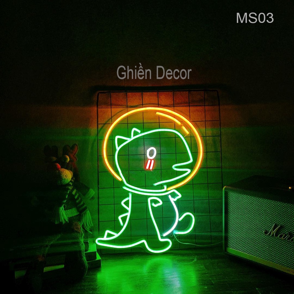 Đèn led Neon trang trí hình Khủng Long | Đèn neon trang trí phòng ngủ, treo tường