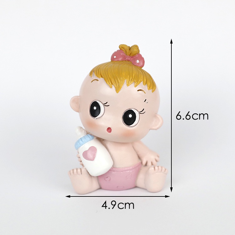 Phụ kiện bánh kem  Cặp đôi em bé bình sữa - Phụ kiện trang trí bánh kem