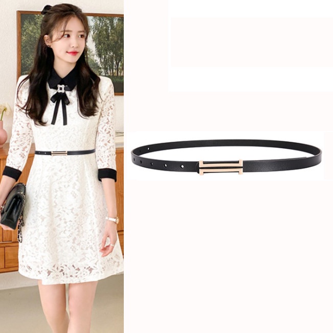 Đai váy thắt lưng nữ Nutushop kiểu dáng thời trang cá tính chất liệu da thật bản nhỏ hàng cao cấp NT318