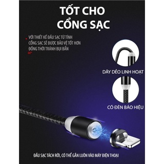 cáp sạc nam châm 3 đầu IP- type c-micro usb dây dù cao cấp