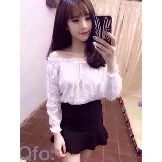 Áo ren trễ vai có lót
