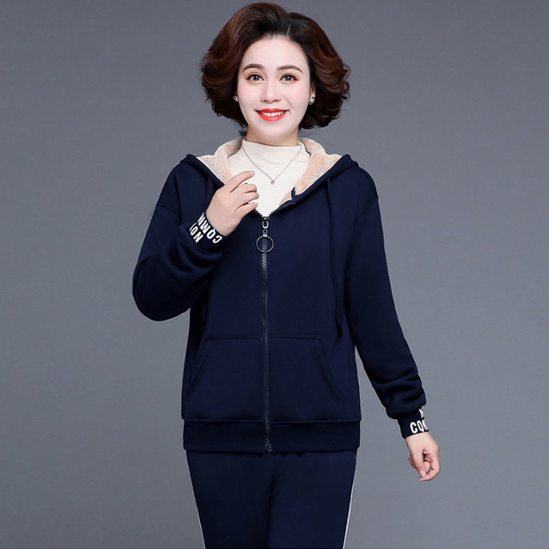 Set Đồ Thể Thao Chất Liệu Nhung Dày Dặn Dành Cho Phụ Nữ Trung Niên
