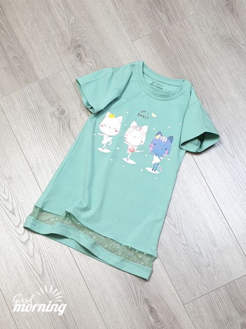 Váy bé gái dáng xuông in hình mèo siêu xinh vải cotton chính phẩm