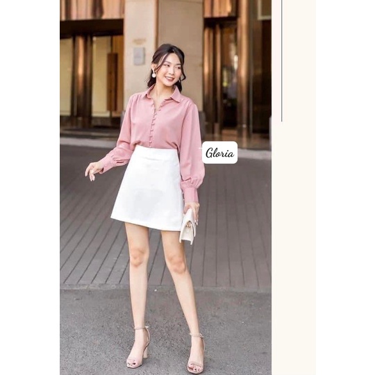 Áo sơ mi nữ Gloria Shop tay dài đính cúc thun thanh lịch thời trang cho nữ | BigBuy360 - bigbuy360.vn