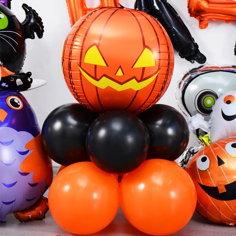 Bong Bóng Lá Nhôm Hình Quả Bí Ngô / Ma / Dơi Trang Trí Tiệc Halloween