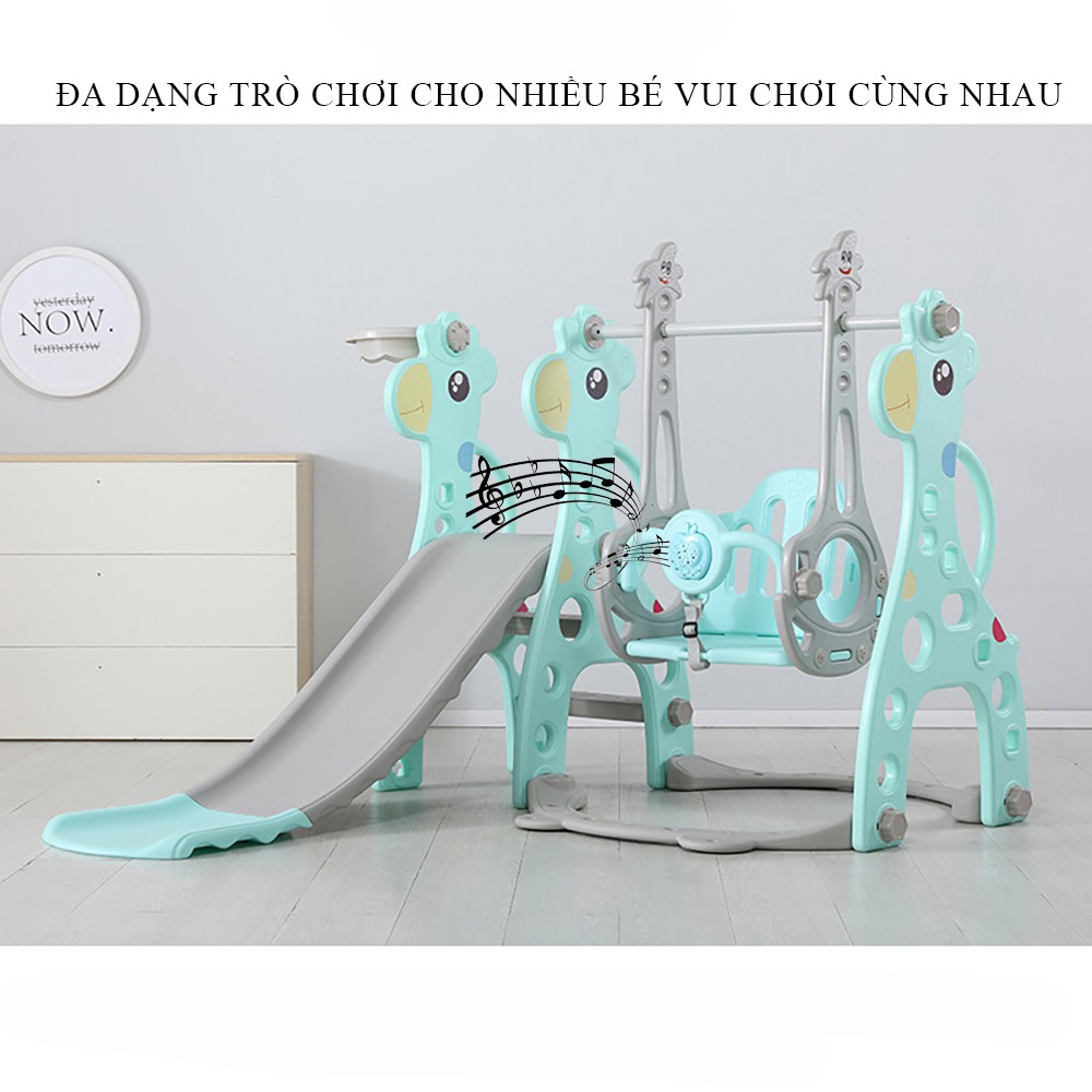 Cầu Trượt Xích Đu Cho Bé, Cầu Trượt Cho Bé, Kèm Xích Đu, Bóng Rổ, Có Phát Nhạc, Điều Chỉnh Kích Thước, Bảo Hành 2 Năm