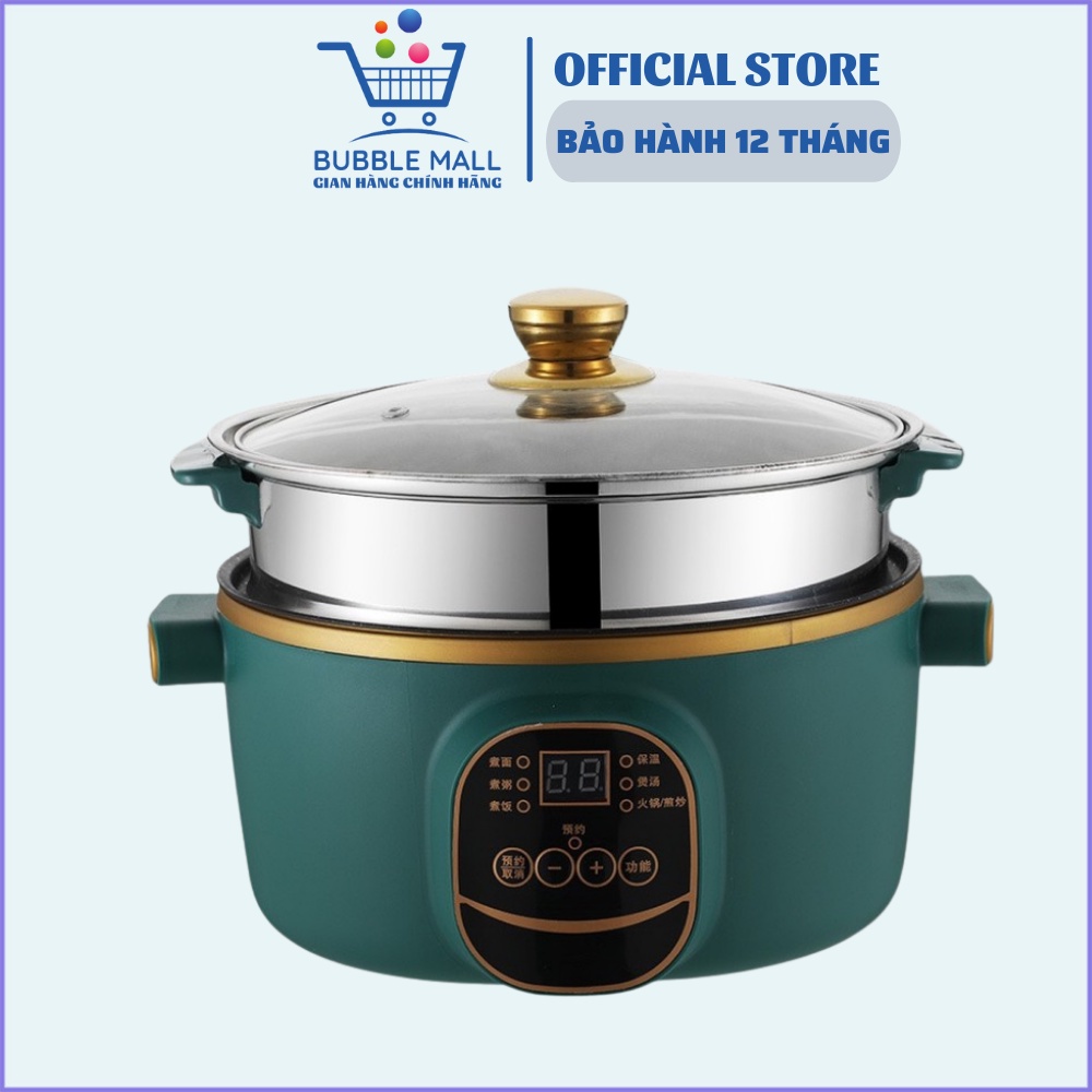 Nồi lẩu điện đa năng chống dính Electric Cooker Pot, nồi lẩu gia đình Shanban 24cm kèm hấp inox cao cấp