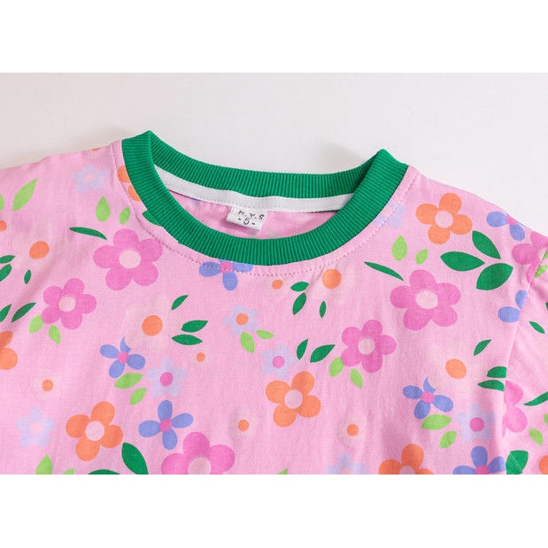Áo Thun Cotton Tay Ngắn Phong Cách Hàn Nhật Hàng Mới Dành Cho Bé Gái