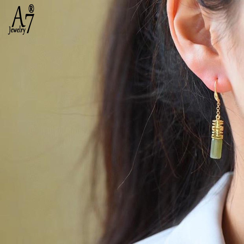 Bông Tai Mạ Bạc 925 Đính Đá Mã Não Đỏ A7 S925