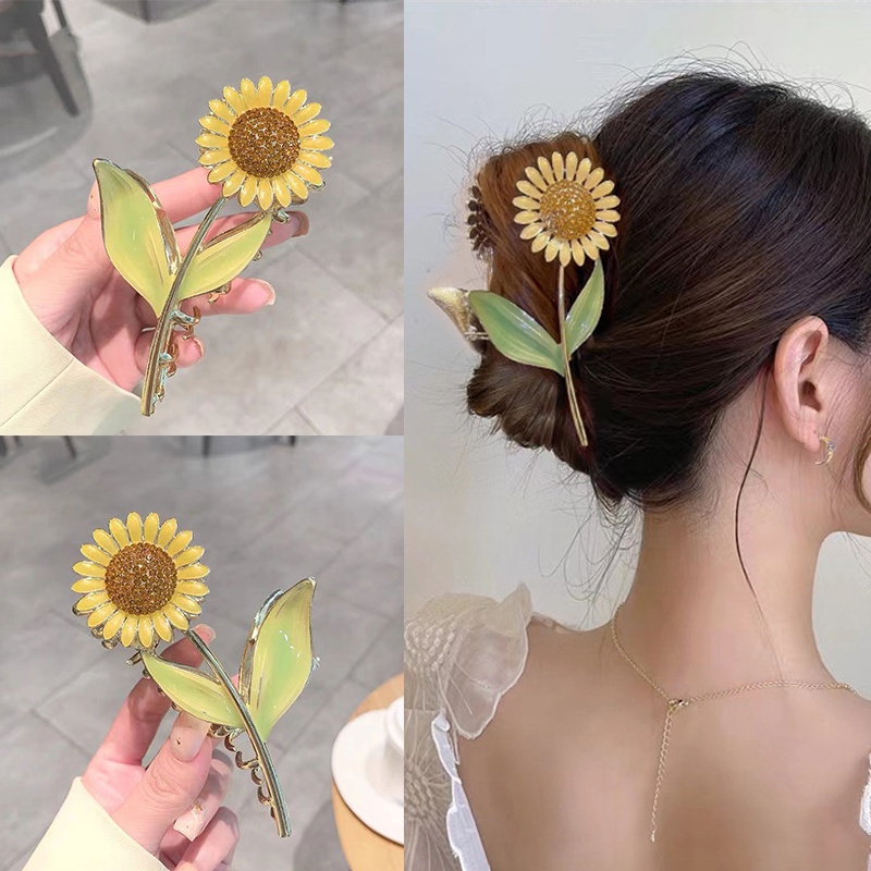 Kẹp Tóc Hình Hoa Hướng Dương Sang Trọng Phong Cách Hàn Quốc