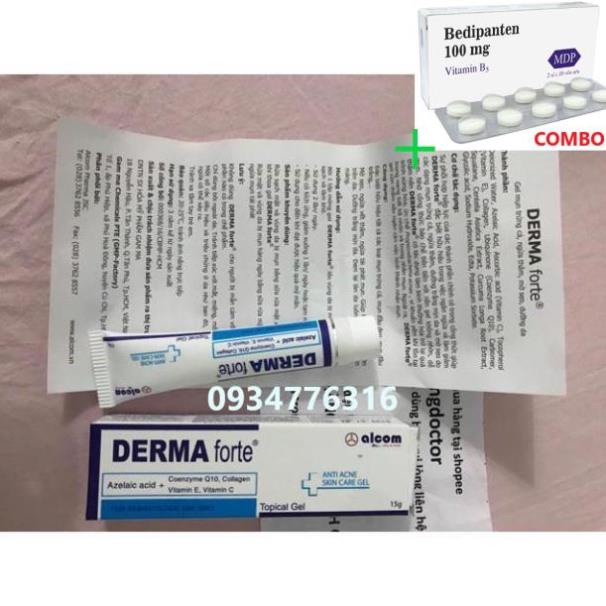 Combo Bedipanten 100mg +  Derma Forte , mới, mụn mủ, mụn đầu đen, mờ thâm, liền sẹo,..
