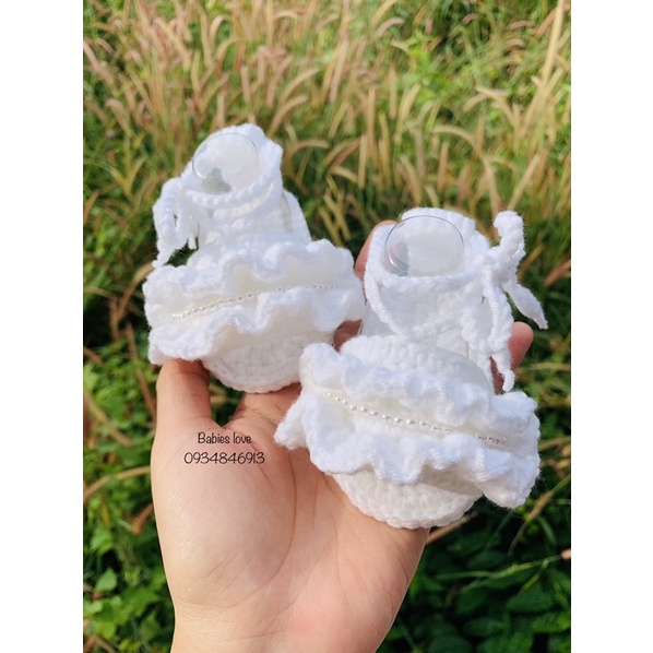 Giày len bèo bé gái sơ sinh 0-18m