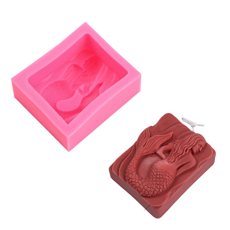 Khuôn Silicone Tạo Hình Làm Nến Hình Nàng Tiên Cá 3D