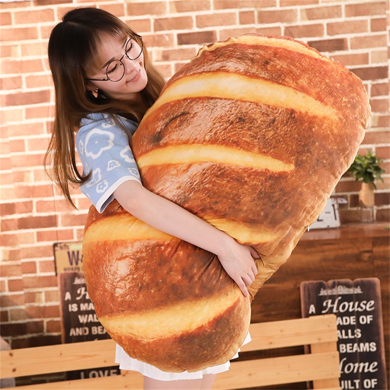 Gối Nhồi Bông Cotton PP Hình Bánh Mì/Bơ 8/16 Inch Độc Đáo Trang Trí Nhà Cửa