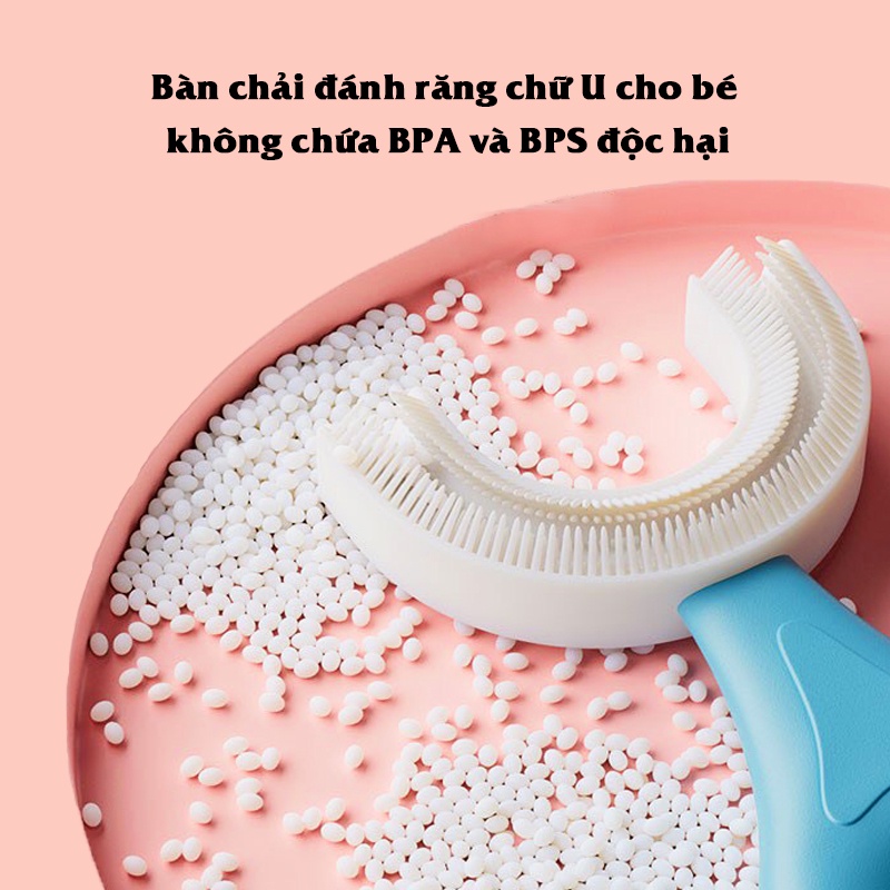 Bàn chải silicon cho bé, Bàn chải đánh răng chữ U cho bé 1-10 tuổi siêu mềm mại và an toàn Baby-S – SI019