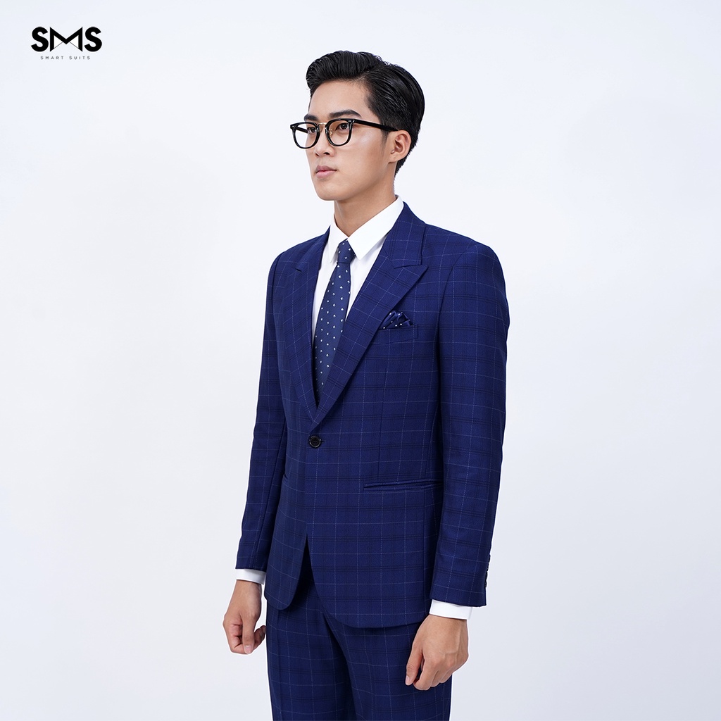 Vest nam Smart Suits xanh đậm kẻ ô, suits sartorial, chuẩn form