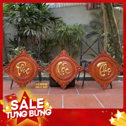 Tranh chữ phúc lộc thọ gỗ hương