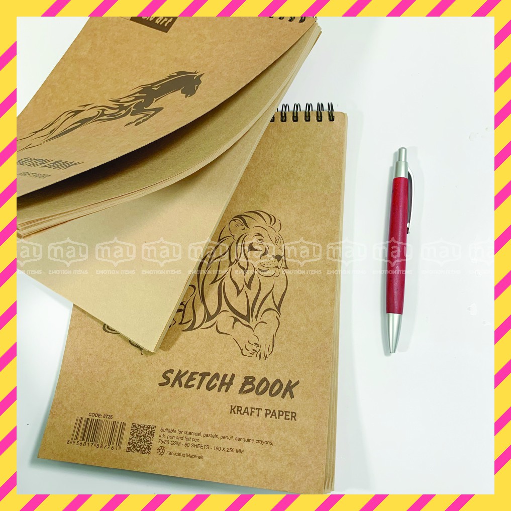 Sổ tay vẽ chì - Sketchbook B5 - Giấy kraft 80gsm trơn 120 trang