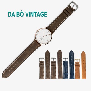 Dây đồng hồ nam da bò Vintage-khâu tay thủ công D111 size 18mm, 20mm, 22mm, 24mm-Bụi leather