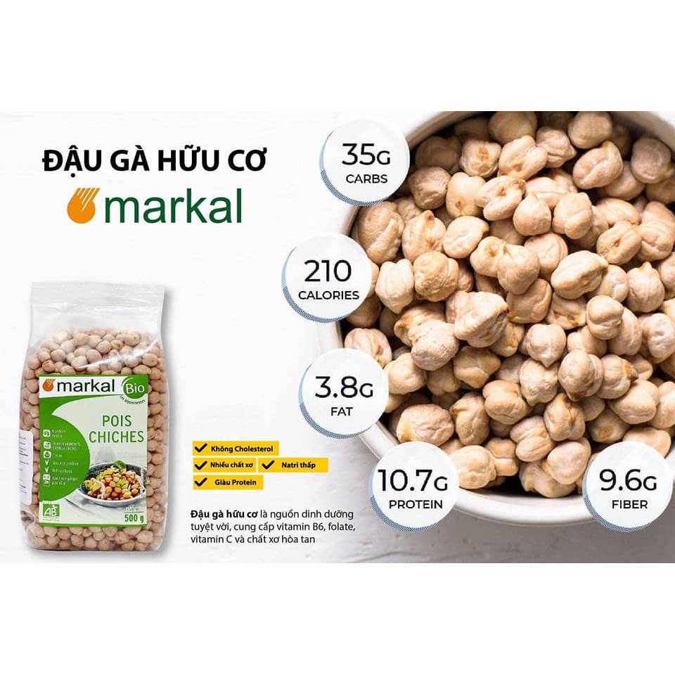 Tách Lẻ - Đậu Gà Hữu Cơ Organic Markal Bio Pháp Cho Bé Ăn Dặm Từ 6 Tháng - Gói 100gr