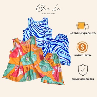 Đồ bộ lụa áo sát nách quần đùi dễ thương mặc nhà