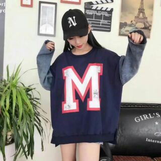 Áo Tay Dài Raglan Phối Denim