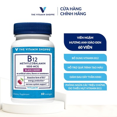 Viên ngậm hỗ trợ tạo máu và hệ thần kinh THE VITAMIN SHOPPE B12 Methylcobalamin 1000 MCG 60 viên