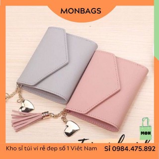 Ví Gập Mini Kèm Dây Xích Tua MonBags 4 Màu